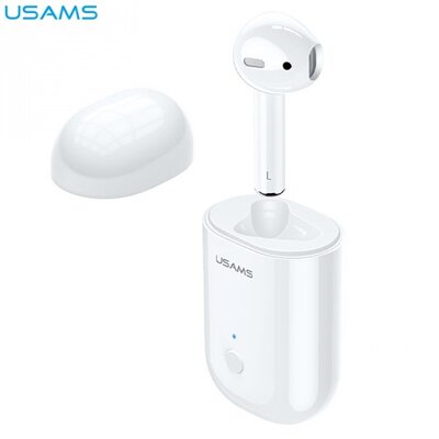 Usams US-LB001 USAMS LB SERIES BLUETOOTH fülhallgató MONO (v5.0, mikrofon, multipoint, zajszűrő, töltőtok), fehér