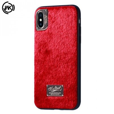 WK műanyag hátlapvédő telefontok (műanyag hátlap, plüss bevonat) Piros [Apple iPhone XS Max 6.5]