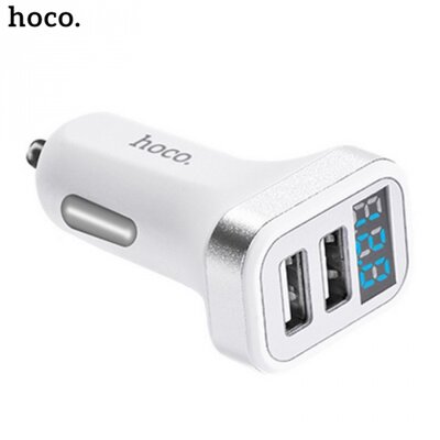 Hoco Z3 szivargyújtó töltő/autós töltő 2 x USB aljzat (5V / 3100mA, gyorstöltés támogatás, LED kijelző), fehér