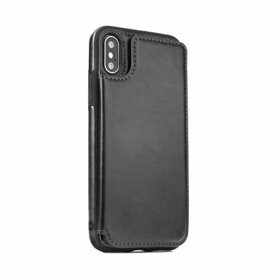 Forcell Wallet minőségi bőr hatású hátlapvédő telefontok irat / bankkártya tartó tárcával - iPhone XS Max (6,5"), Fekete