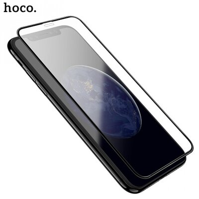HOCO Kijelzővédő üvegfólia (3D full cover, íves, ultravékony előlap, karcálló, 0.2mm, 9H), Fekete [Apple iPhone XS Max 6.5]