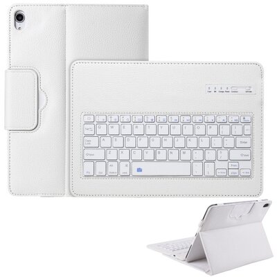 Tablet védőtok álló, bőr (FLIP, kivehető bluetooth billentyűzet, asztali tartó funkció, QWERTY, angol nyelvű), Fehér [Apple IPAD Pro 11 (2018)]