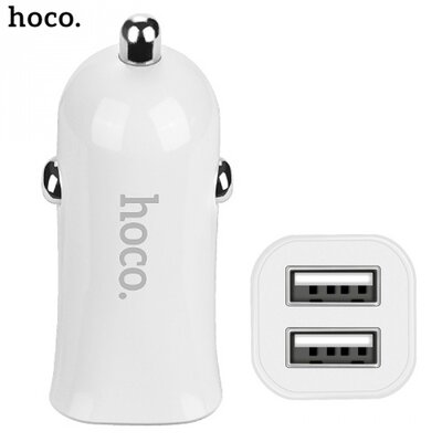 Hoco Z12 szivargyújtó töltő/autós töltő 2 x USB aljzat (5V / 2400mA, gyorstöltés támogatás), fehér