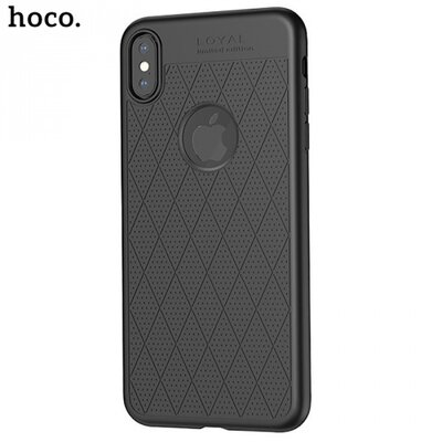 HOCO ADMIRE hátlapvédő telefontok gumi / szilikon (ultravékony, 0.8 mm, lyukacsos, rombusz minta, logó kivágás) Fekete [Apple iPhone XS Max 6.5]