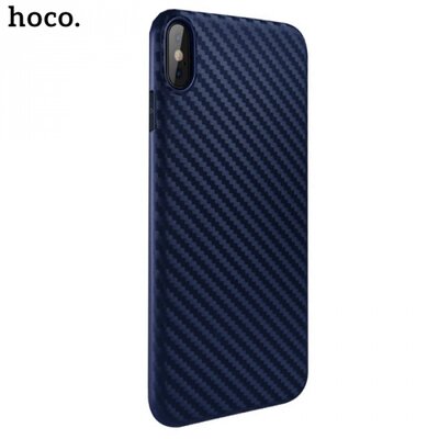 HOCO DELICATE SHADOW hátlapvédő telefontok gumi / szilikon (karbon minta, logó kivágás) SötétKék [Apple iPhone XR 6.1]