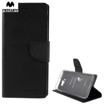 MERCURY Fancy Diary Telefontok álló, bőr hatású (flip, oldalra nyíló, bankkártya tartó, asztali tartó funkció) Fekete [Samsung Galaxy J4+ Plus (J415F)]