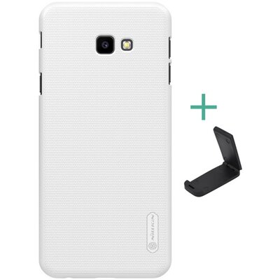 Nillkin Super Frosted műanyag hátlapvédő telefontok (gumírozott, érdes felület + asztali tartó) Fehér [Samsung Galaxy J4+ Plus (J415F)]