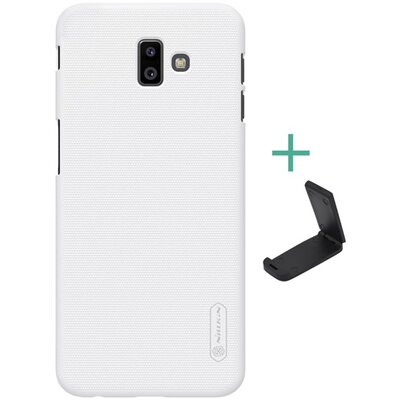 Nillkin Super Frosted műanyag hátlapvédő telefontok (gumírozott, érdes felület + asztali tartó) Fehér [Samsung Galaxy J6+ Plus (J610F)]