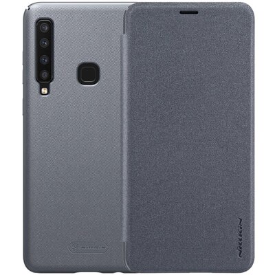 Nillkin Sparkle műanyag telefontok (mikroszálas bőr flip, oldalra nyíló) Fekete [Samsung Galaxy A9 (2018) SM-A920]