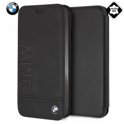 Cg mobile BMFLBKI65LLSB BMW Signature Telefontok álló, valódi bőr (flip, oldalra nyíló) Fekete [Apple iPhone XS Max 6.5]