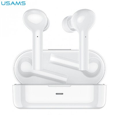USAMS LA SERIES BLUETOOTH fülhallgató (v5.0, mikrofon, zajszűrő, töltőtok) , fehér