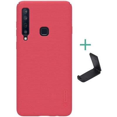 Nillkin Super Frosted műanyag hátlapvédő telefontok (gumírozott, érdes felület + asztali tartó) Piros [Samsung Galaxy A9 (2018) SM-A920]