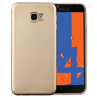 Hátlapvédő telefontok gumi / szilikon (karbon minta) Arany [Samsung Galaxy J4+ Plus (J415F)]