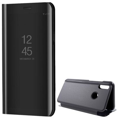 Telefontok álló (flip, oldalra nyíló, asztali tartó funkció, tükrös felület, Mirror View Cover) Fekete [Huawei Honor 10 Lite]