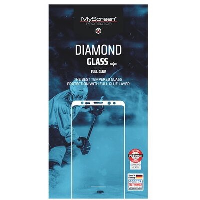 MYSCREEN DIAMOND GLASS EDGE Kijelzővédő üvegfólia (2.5D, full glue, teljes felületén tapad, karcálló, 0.33 mm, 9H), Fekete [Xiaomi Mi A2 Lite (Redmi 6 Pro)]