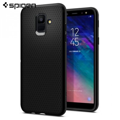 SPIGEN LIQUID AIR hátlapvédő telefontok gumi / szilikon (háromszög minta) Fekete [Samsung Galaxy A6 (2018) SM-A600F]