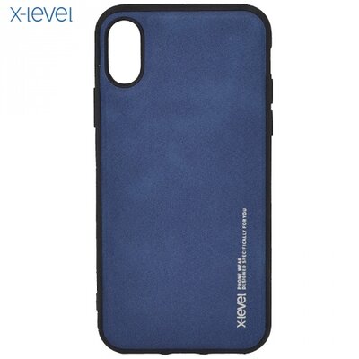 X-LEVEL hátlapvédő telefontok gumi / szilikon (bőr hátlap) Kék [Apple iPhone X 5.8, Apple iPhone XS 5.8]