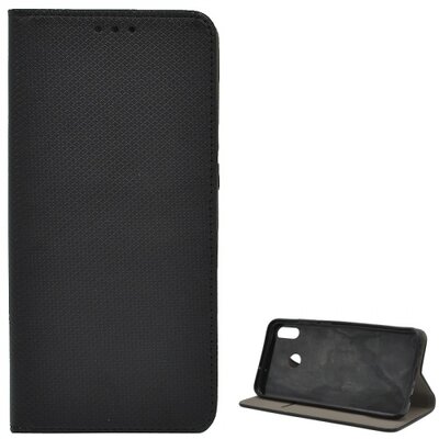 Telefontok álló, bőr hatású (flip, oldalra nyíló, asztali tartó funkció, rombuszminta) Fekete [Huawei Honor 8X (Huawei View 10 Lite) ]