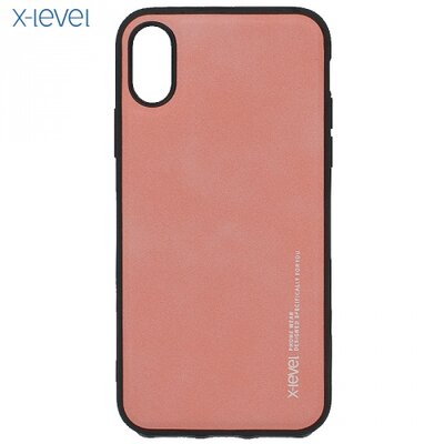 X-LEVEL hátlapvédő telefontok gumi / szilikon (bőr hátlap) Rózsaszín [Apple iPhone X 5.8, Apple iPhone XS 5.8]