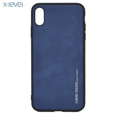 X-LEVEL hátlapvédő telefontok gumi / szilikon (bőr hátlap) Kék [Apple iPhone XS Max 6.5]