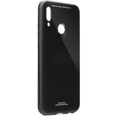 Műanyag hátlapvédő telefontok (közepesen ütésálló, üveg hátlap) Fekete [Huawei P Smart (2019)]