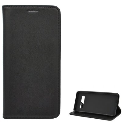Telefontok álló, bőr hatású (flip, oldalra nyíló, asztali tartó funkció) Fekete [Samsung Galaxy S10+ Plus (SM-G975)]