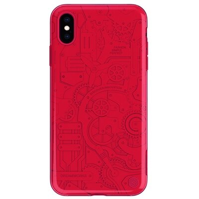 Nillkin MACHINERY műanyag hátlapvédő telefontok (szilikon keret, fogaskerék minta) Piros [Apple iPhone XS Max 6.5]