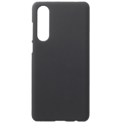 Műanyag hátlapvédő telefontok (gumírozott) Fekete [Huawei P30]