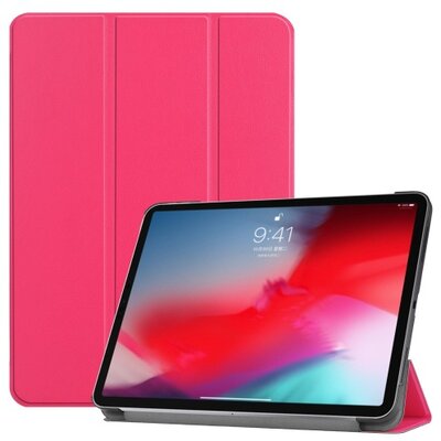 Tablet védőtok álló, bőr (aktív flip, oldalra nyíló, TRIFOLD asztali tartó funkció) MAGENTA [Apple IPAD Pro 11 (2018)]