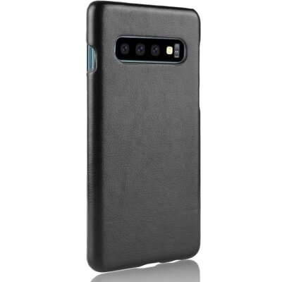 Műanyag hátlapvédő telefontok (bőrbevonat) Fekete [Samsung Galaxy S10 (SM-G973)]