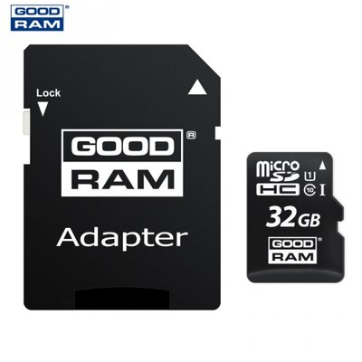 Goodram M1AA-0320R12 MEMÓRIAKÁRTYA TransFlash 32GB (microSDHC, Class 10, UHS-i 1, M1AA-0320R11 utódja) + SD adapter