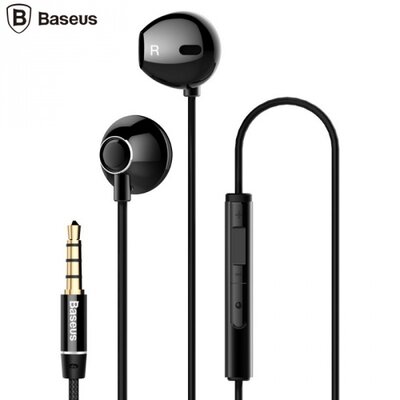 Baseus ENCOK H06 fülhallgató SZTEREO (3.5mm jack, mikrofon, felvevő gomb, hangerő szabályzó) FEKETE