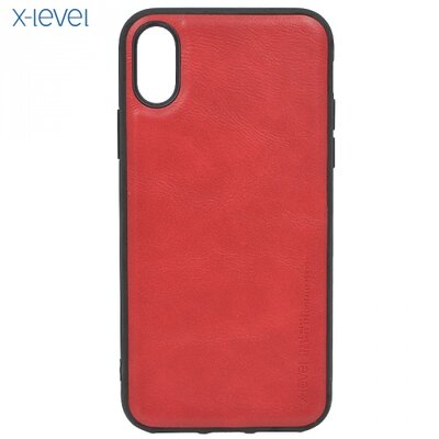X-LEVEL VINTAGE hátlapvédő telefontok gumi / szilikon (bőr hátlap) Piros [Apple iPhone X 5.8, Apple iPhone XS 5.8]