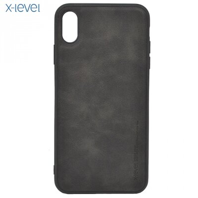 X-LEVEL VINTAGE hátlapvédő telefontok gumi / szilikon (bőr hátlap) Fekete [Apple iPhone XS Max 6.5]