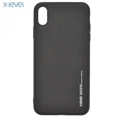 X-LEVEL hátlapvédő telefontok gumi / szilikon (bőr hátlap) Fekete [Apple iPhone XS Max 6.5]