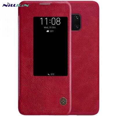 Nillkin Qin Telefontok álló, bőr hatású (aktív flip, oldalra nyíló, bankkártya tartó) Piros [Huawei Mate 20 Pro]