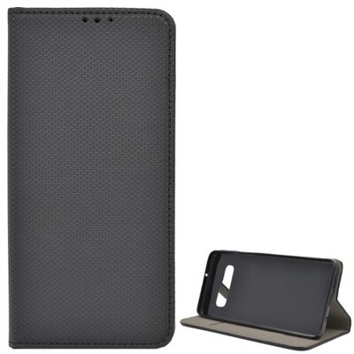 Telefontok álló, bőr hatású (flip, oldalra nyíló, asztali tartó funkció, rombuszminta) Fekete [Samsung Galaxy S10+ Plus (SM-G975)]