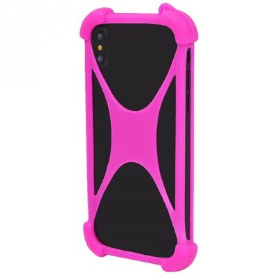 Univerzális hátlapvédő telefontok gumi / szilikon (közepesen ütésálló, légpárnás sarok, X-line, 3.5-6.5" méretig) Rózsaszín
