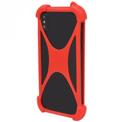 Univerzális hátlapvédő telefontok gumi / szilikon (közepesen ütésálló, légpárnás sarok, X-line, 3.5-6.5" méretig) Piros