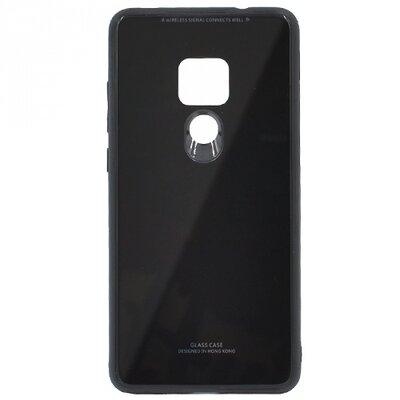 Műanyag hátlapvédő telefontok (közepesen ütésálló, üveg hátlap) Fekete [Huawei Mate 20]