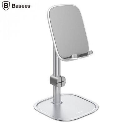 Baseus SUWY-0S univerzális asztali tartó (állvány, dönthető, 20 cm magas, kábeltartó, alumínium) EZÜST