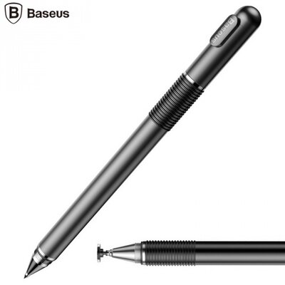 Baseus ACPCL 01 érintőképernyő ceruza (univerzális, kapacitív kijelzőhöz, és toll, alumínium) 2in1 Fekete