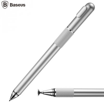 Baseus ACPCL-0S érintőképernyő 2in1 ceruza és toll, alumínium (univerzális kapacitív kijelzőhöz), Ezüst