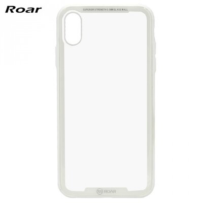 ROAR Glass Airframe hátlapvédő telefontok szilikon keret (BUMPER, közepesen ütésálló, edzett üveg hátlap) Fehér [Apple iPhone XS Max 6.5]