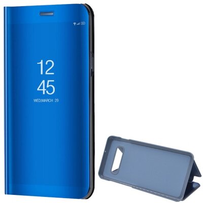 Telefontok álló (aktív flip, oldalra nyíló, asztali tartó funkció, tükrös felület, Mirror View Cover) SötétKék [Samsung Galaxy S10+ Plus (SM-G975)]