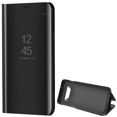 Telefontok álló (aktív flip, oldalra nyíló, asztali tartó funkció, tükrös felület, Mirror View Cover) Fekete [Samsung Galaxy S10 (SM-G973)]