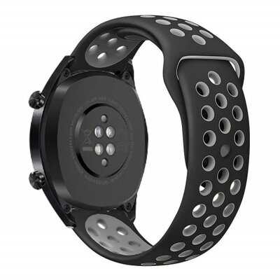 Okosóra pótszíj (szilikon, lyukacsos, légáteresztő) FEKETE / SZÜRKE - Huawei Watch GT / Honor Watch Magic