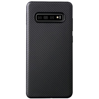 Hátlapvédő telefontok gumi / szilikon (karbon minta) Fekete [Samsung Galaxy S10e (SM-G970)]