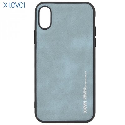 X-LEVEL hátlapvédő telefontok gumi / szilikon (bőr hátlap) Cián [Apple iPhone X 5.8, Apple iPhone XS 5.8]