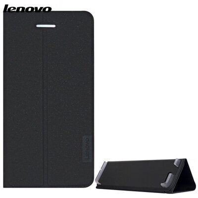Lenovo ZG38C02325 Tok álló, bőr (FLIP, TRIFOLD asztali tartó funkció + Kijelzővédő fólia), Fekete [Lenovo Tab 4 7 Essential (TB-7304F)]